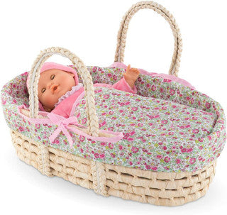 Corolle Mon Grand Poupon - Floral Wicker Baby Basket for 36/42cm Dolls