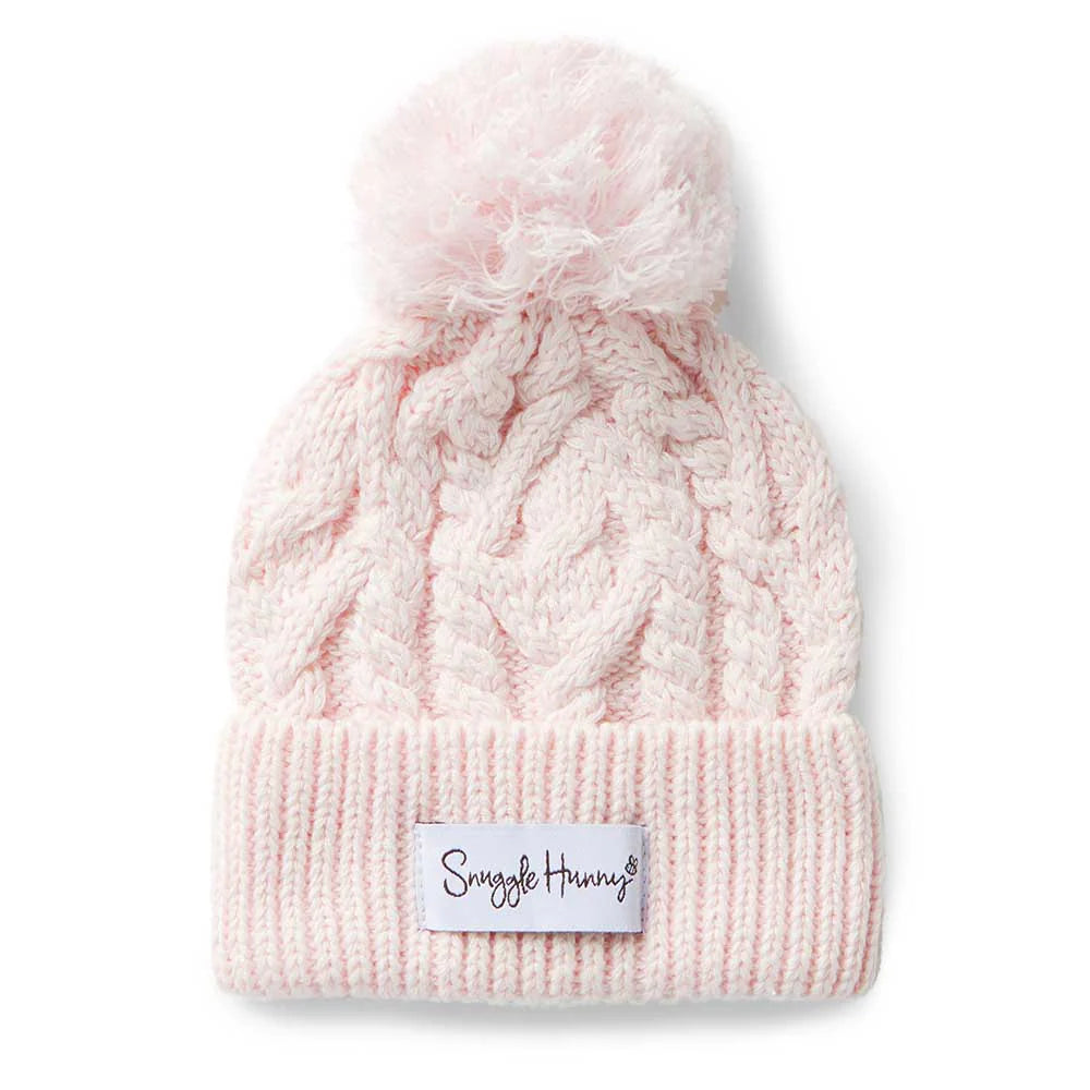 Snuggle Hunny - Organic Knit Beanie  Blue/ Blush/Hazelnut