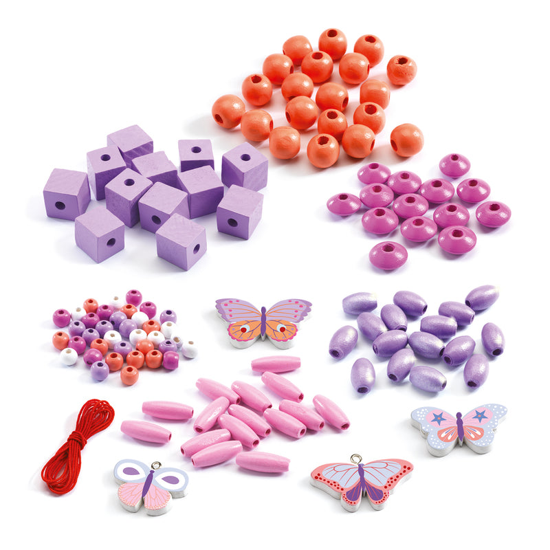 Djeco- Colourful Butterfly Wooden Beads