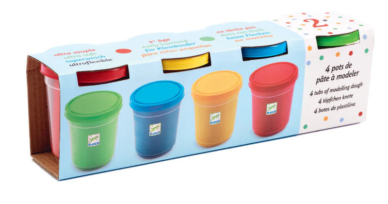 Djeco - 4 Pots of Bright Modelling Dough
