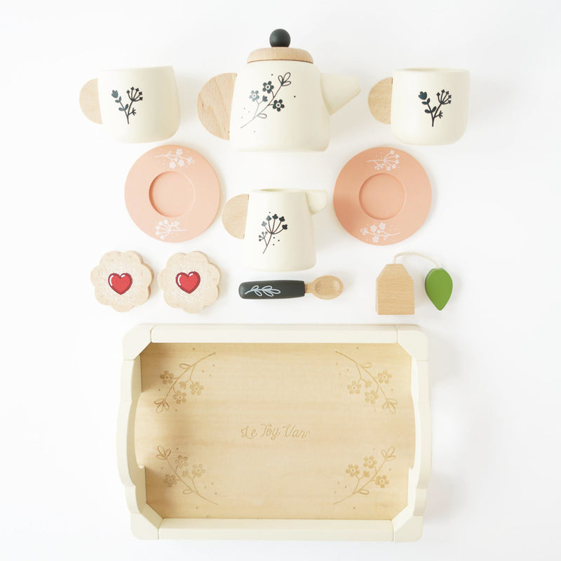 Le Toy Van- Wooden Tea Set & Tray - 12 Pieces