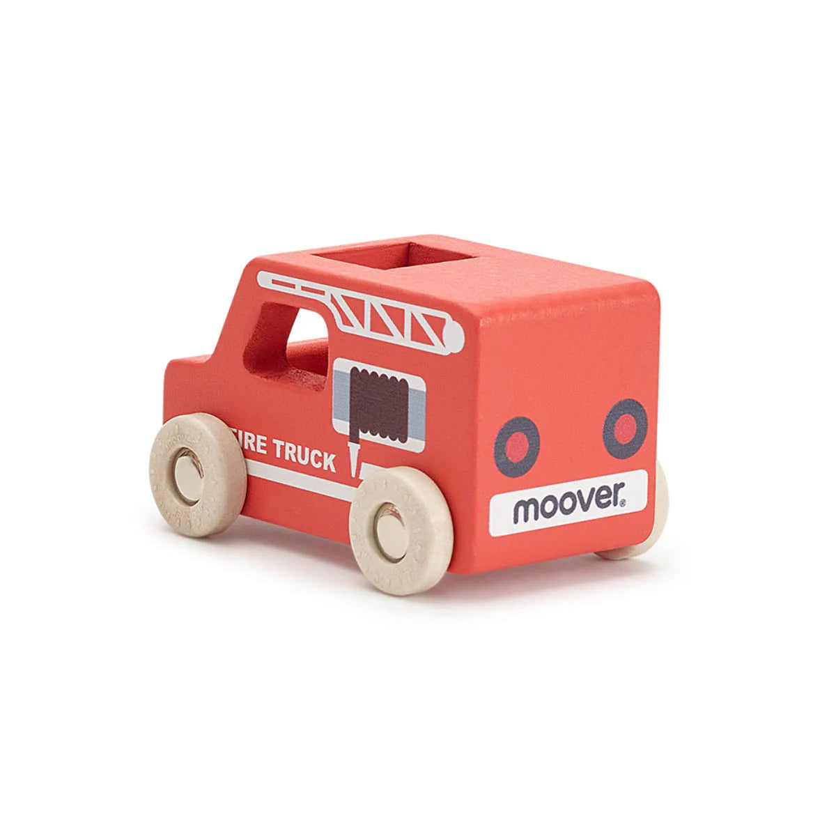 Red wooden toy fire truck by Moover