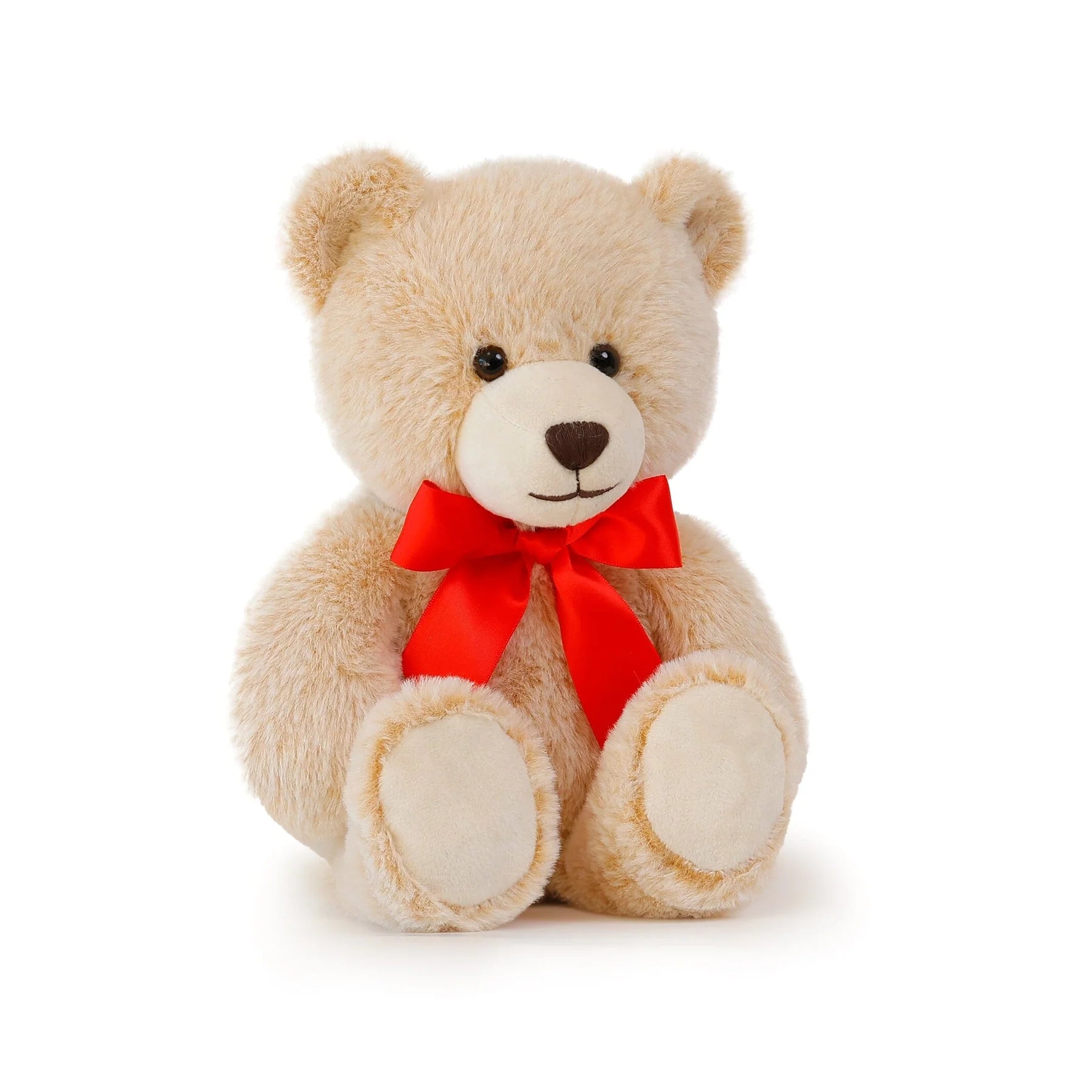 OB Little Theo Cuddlington Bear Soft Toy with Red Ribbon 10 inches 25 cm