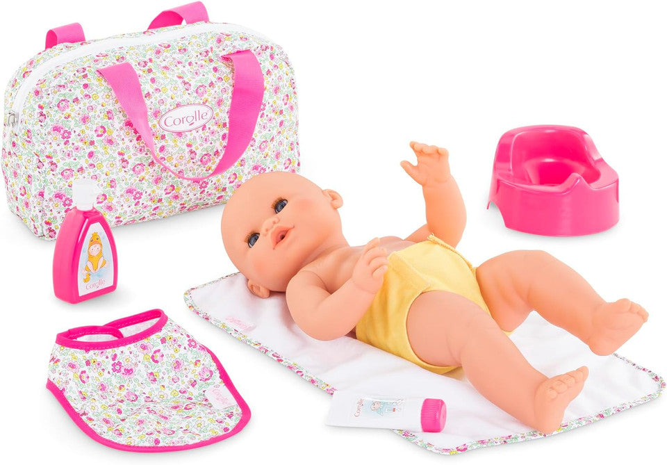 Corolle Mon Grand Poupon - Floral Changing Bag & Accessories Set ( ON SALE)